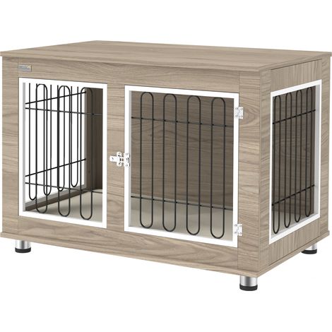 Cage pour chien meuble intérieur avec double porte, coussin et table d'appoint multi-usages (1/5)