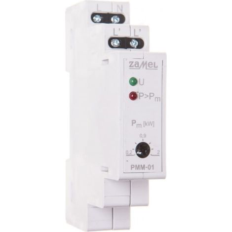 Limiteur de puissance 230 V CA 0,2-2 kW – Déclencheur pour disjoncteur monophasé – Connexion à vis – Index EXT10000102 – Zamel