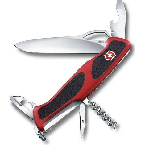 Navaja suiza de bolsillo Victorinox Ranger Grip 61, 11 funciones, para pelar cables y abrir botellas, color rojo y negro (1/2)