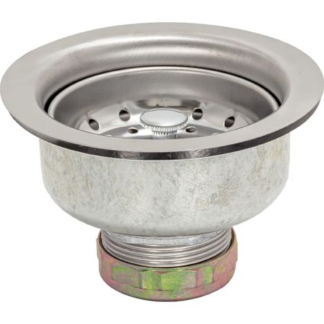 Passoire d'évier de cuisine en acier inoxydable avec bride et écrou de joint antidérapant, tige standard, double tasse, ouverture de 3 1/2 po à 4 po en acier inoxydable (1/5)