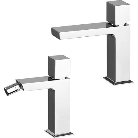 Set miscelatori lavabo e bidet senza leva cromato lucido Torre (1/5)