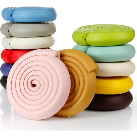 Protège-coins de sécurité en forme de L Coussin d'angle pour bord de table de meuble Protège-bébé Protections en caoutchouc extra épais Bande souple pour pare-chocs en mousse 2 mètres (Bleu) (1/5)