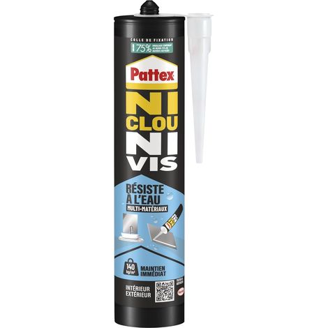 Ni Clou Ni Vis, Colle Mastic Résiste à l'Eau, Cartouche 450g, Blanc (1/5)
