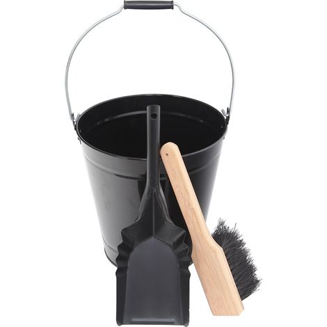 Le Marquier – Set entretien cheminée – Serviteur de cheminée avec balayette bambou, pelle et seau – Pour cendres et débris