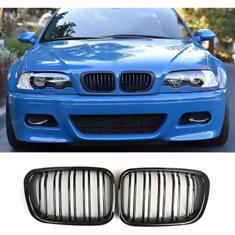 Griglia nera per BMW Serie 3 E46 2 porte (1998-2001) - Versione Facelift - Nero lucido - Doppia barra sportiva (non adatta per modelli a 4 porte) (Per Serie 3 E46 2 porte (199 (1/5)