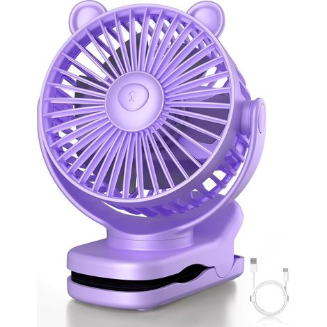 Ventilateur personnel portable rechargeable, batterie 2000 mAh, 3 vitesses de ventilation, indispensable en voyage,violet. (1/5)