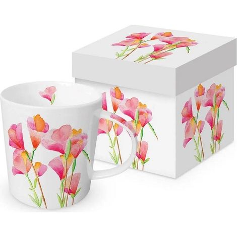 Taza de porcelana con diseño de azaleas, 350 ml.
