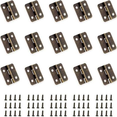 50 Pièces Mini Charnières en Bronze Antique Charnière Pliante Connecteurs de Bricolage Petites Charnières avec 200 Clous de Rechange pour Boîte en Bois Boîte à Bijoux Armoire Bricolage Acces (1/4)