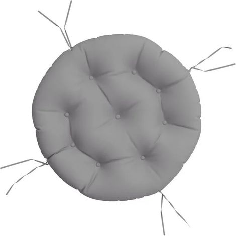 Coussin rond gris, 60 cm de diamètre et 11 cm de hauteur, en tissu Oxford. (1/5)