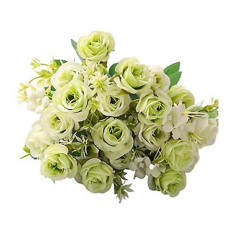 Bouquet de 10 roses artificielles style coréen, d'un réalisme exquis et facile d'entretien, idéal pour une décoration florale réaliste.vert (1/5)