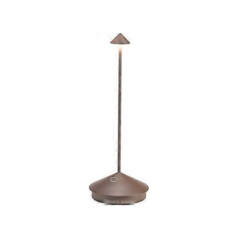 Lampe de table LED en aluminium Zafferano Pina Pro à intensité variable, protection IP54, pour une utilisation intérieure/extérieure, culot à brancher, H29cm, prise UE - Corten-Wellngs