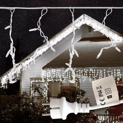 Catena Luminosa LED Esterno Tenda Luci Natalizie Feste Decorazioni Giardino Balcone 10metri bianco