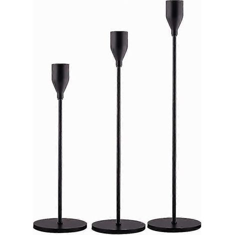 Bougeoirs noirs mats - Lot de 3 pour bougies coniques, bougeoirs décoratifs pour mariages et dîners (1/5)