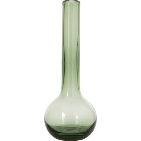 Vase soliflore en verre vert à base ronde - vert transparent (1/2)