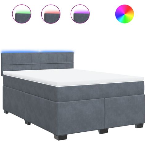 Maison Exclusive - Cama box spring con colchón terciopelo gris os (1/5)