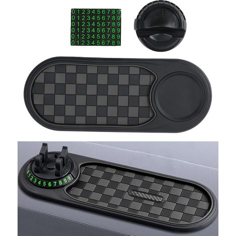 Tapis Antidérapant Voiture,Tapis Tableau de Bord Voiture,Accessoires de Voiture Intérieur,Convient pour Les Lunettes de Soleil,Pièces,Anneaux Clés,Stylos,Téléphones Portables,etc (Noir) (1/5)