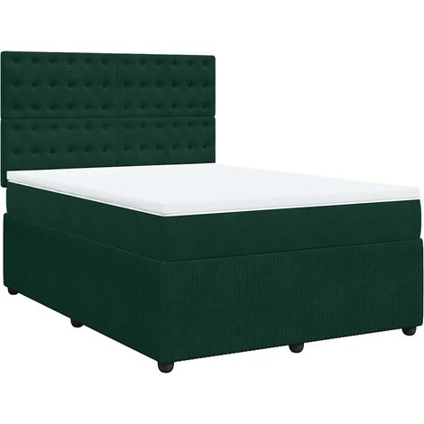 Maison Exclusive - Boxspringbett mit Matratze Dunkelgrün 140x190