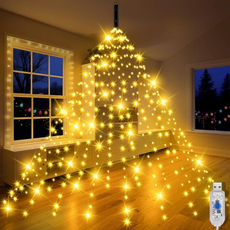 Guirlande Lumineuse Sapin de Noël 400 Led 2mx20 Guirlande Sapin de Noël Lumineux Led Lumiere Decoration Exterieur Intérieur par USB (Blanc Chaud) (1/5)