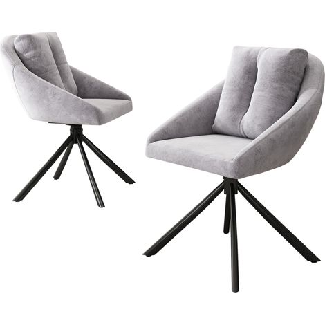 2er Set Esszimmerstühle Drehbar 360°, Ergonomisches Design für Wohnraum oder Büro, Samt Grau (1/5)