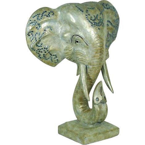 Statue Éléphant en bois patiné (1/2)