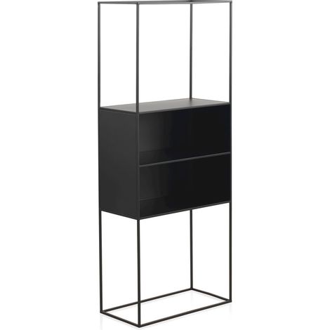 Étagère en métal noir design industriel pour salon ou bureau - noir mat élégant (1/4)