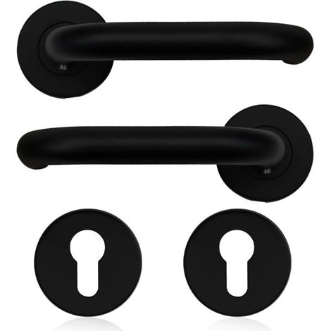 1 pièce bouton poignée porte noir mat, acier inoxydable 317, forme C avec panneau finition européen, pour portes intérieures chambre (1/4)
