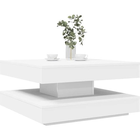 Couchtisch 360-Grad Drehbar Weiß 70x70x34,5 cm