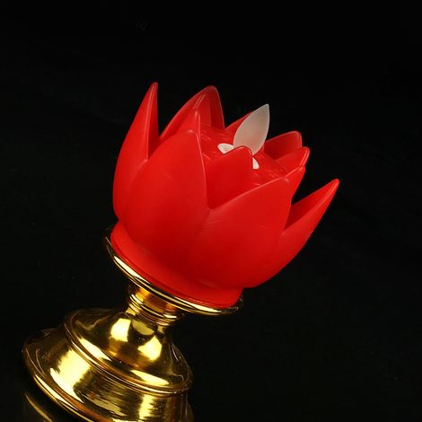 Lampe lotus LED, design imitation mèche de bougie, lumière naturelle douce, lampe lotus, lampe statue de Bouddha, lampe décorative, rouge.