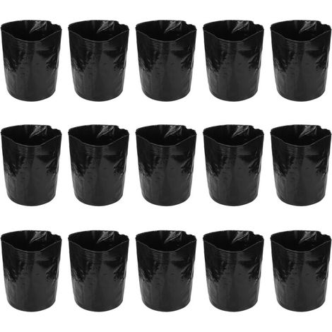 Juego de 15 macetas de plástico negro grueso para el cultivo de plántulas y trasplantes, 35x35 cm - Crezuo