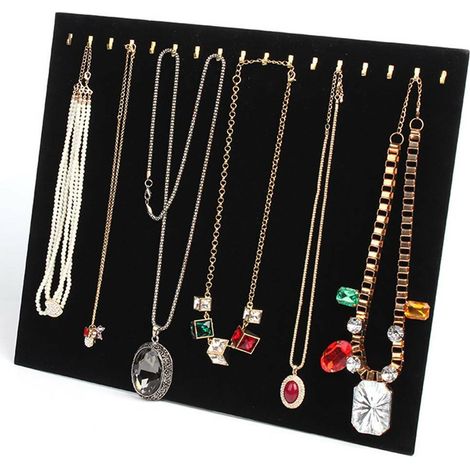 Necklace Chain Stand 2 Pack Velvet Necklace Holder Display Stand with 17 hooks Necklace Organizer for Bracelets Chains 12 x 14.8 inch (1/5)
