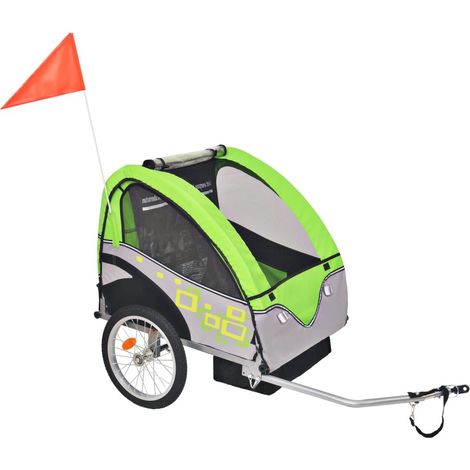Remorque Vélo Vert pour enfants à attacher à un vélo. Robustes, maximum pour 30 kg (1/5)