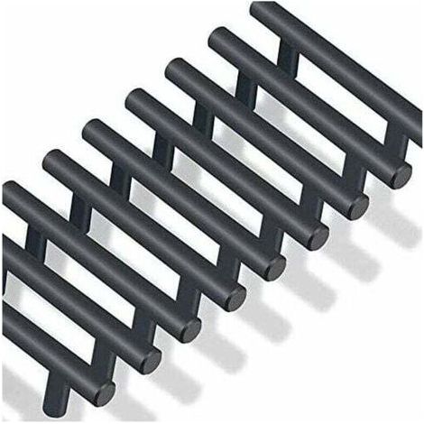 20 Stück T-förmige Griffe für Küchenschränke, Schubladen und Schlafzimmermöbel, schwarz, Lochabstand 64 mm (1/4)