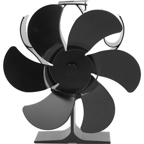 Ventilateur de poêle à 6 lames alimenté par la chaleur résistance aux hautes températures auto-démarrage poêle à bois ventilateur de cheminée diamètre noir 152mm