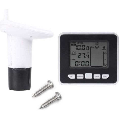 Transmetteur de Capteur de Niveau d'eau Ultrasonique avec Sonde pour Puit - Capteur de Profondeur de Réservoir avec Affichage de Température et Écran LED 3,3 Pouces