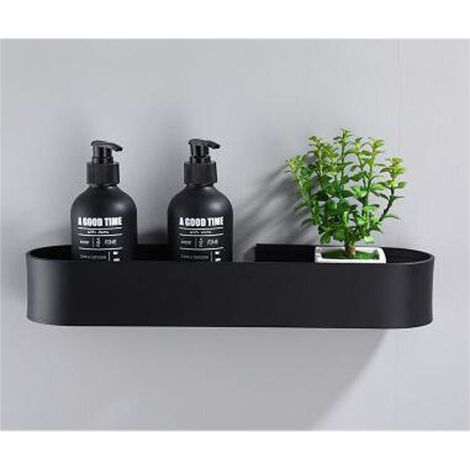 Etagère et rangement de douche Étagère de Douche Sans Perçage, Étagère Douche Salle de Bain Auto-adhésif Acier Inoxydable,30cm,noir (1/4)