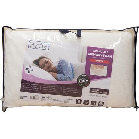 HYDRA VIVA GUANCIALE MEMORY FOAM WHITE 72 X 42 X H13 CON FEDERA 100% POLIESTERE OKX (1/3)