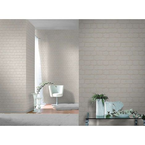 Rasch Urban Off White Beige Faux Brick Effect Textured Vinyl Wallpaper 226706 (1/2)