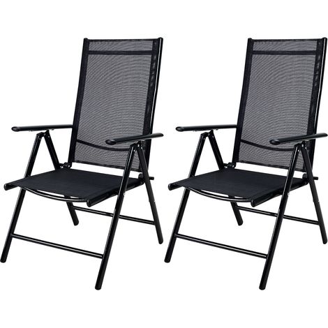 CASARIA® Gartenstühle Set Hochlehner Klappbar 8-Fach Verstellbar Camping Stuhl Aluminium Wetterfest Klappstuhl 120kg Belastbarkeit Garten Balkon  2er Set Anthrazit (1/8)