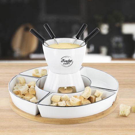 Coffret à Fondue - COOK CONCEPT - Support en Bambou - Coupelles x4 - Multicolore (1/5)