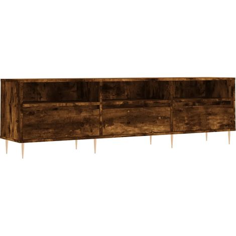 Mueble de TV moderno con amplio espacio de almacenamiento para salón 150 x 30 x 44,5 cm fabricado en madera de ingeniería acabado en roble ahumado 020048977 (1/5)