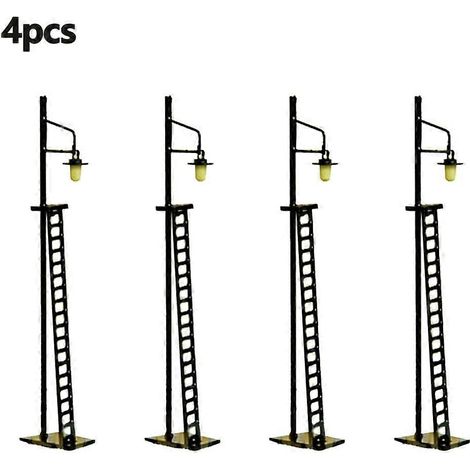 Lot de 4 lampadaires de jardin à LED blanc chaud à l'échelle HO/OO (10 cm, 4 LED blanc chaud + 4 résistances) (1/5)