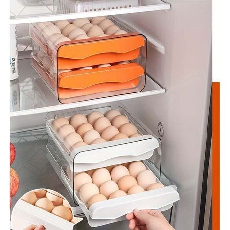 Ensemble de boîtes de rangement pour œufs 1 pièce, style double tiroir, lavable à la main, parfait pour stocker et organiser les blancs d'œufs