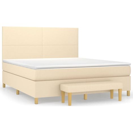 Maison Exclusive - Sommier à lattes de lit avec matelas Crème 160x200 cm Tissu (1/5)