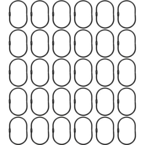 Lot de 30 Anneaux de Crochets en Fer Noir pour Rideau de Bain, Design Unique, Structure Simple, pour Salle de Bain Moderne (1/5)