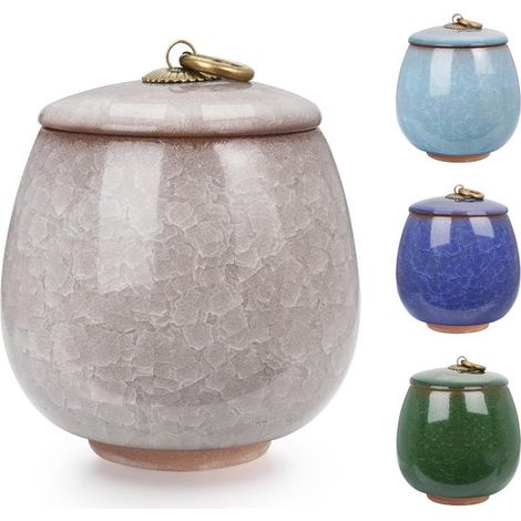 Urne funéraire en céramique - Mini urne en céramique - Motif Ljskraak - 170 ml - Urne funéraire pour personnes et animaux - Blanche (1/5)