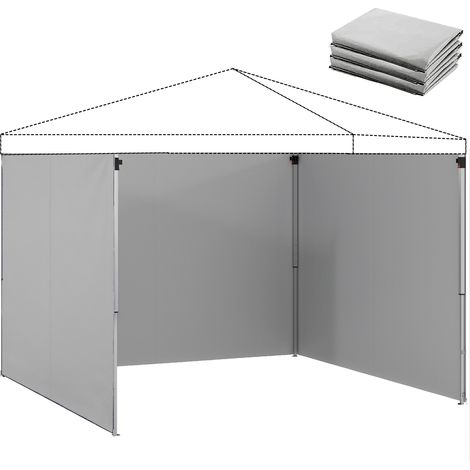 Set aus 3 Seitenwänden mit Reißverschluss für einen 3x3 m großen Pavillon, hellgrau