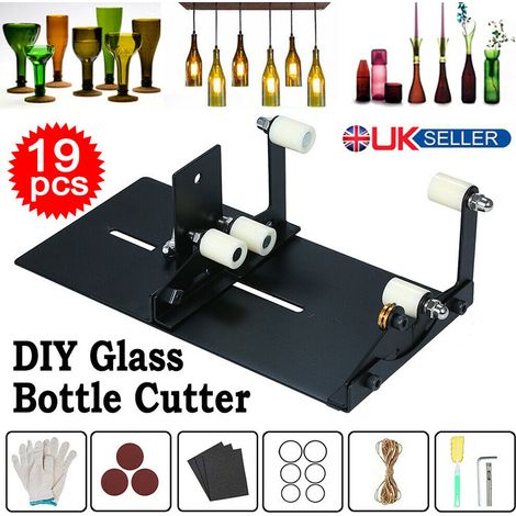 QAZQA Coupe-Bouteilles en Verre pour Coupe de Vin, Bière, bocaux Mason, Whisky, Bouteilles Rondes, Carrées et Ovales, Coupe-Bordures et Coupe-verre pour travaux manuels