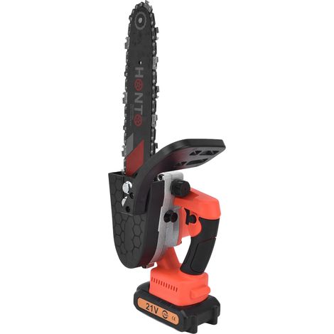 Tronçonneuse électrique miniature rechargeable 21 V sans balais de 25 cm (10 po) pour la coupe et l'élagage du bois (100-240 V). Prise US. (1/5)