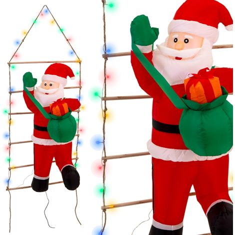 Scala gonfiabile di Babbo Natale GRANDE GONFIABILE A LED LUMINOSA 150 cm JUMIhome