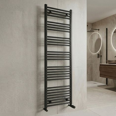Termoarredo bagno H 176 x L 45 cm in acciaio nero opaco (1/4)